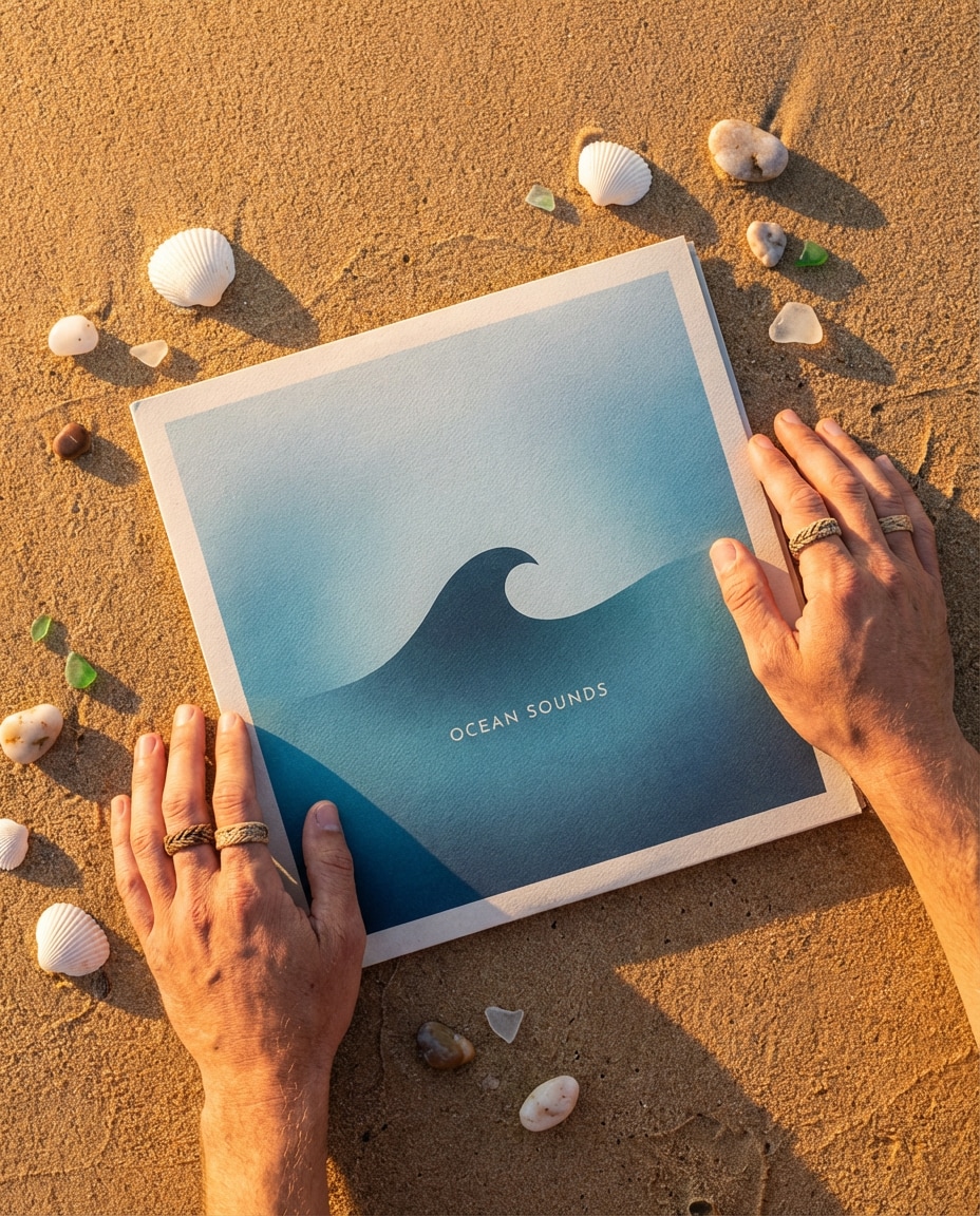Vinyl On Sand AI portrait — Gemini AI Prompt Sza Over The Sea