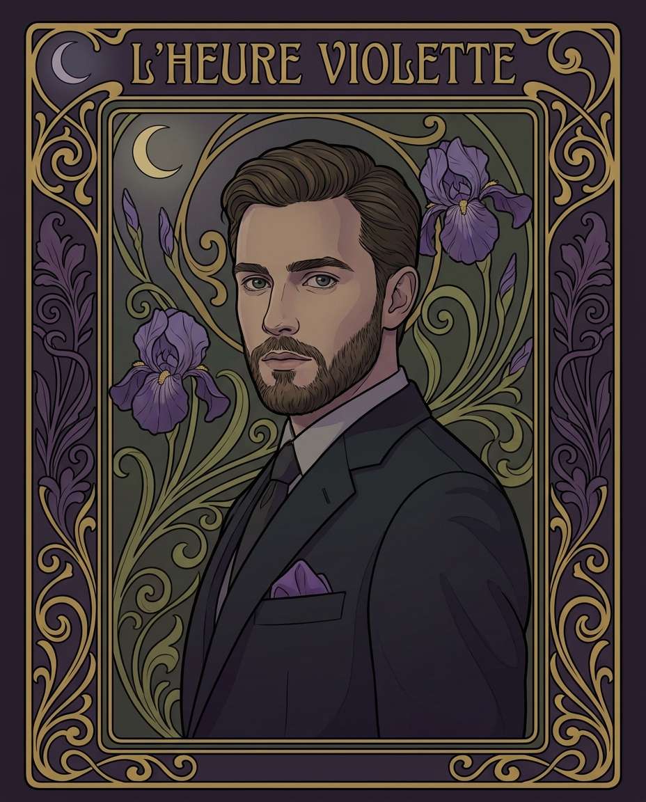 Violet Night Frame AI portrait example — Free Copy & Paste