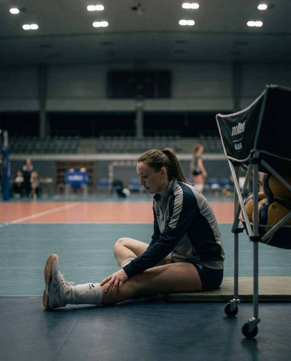 Warmup Stretch Calm AI portrait example — Gemini AI Volleyball Player Photo Prompts