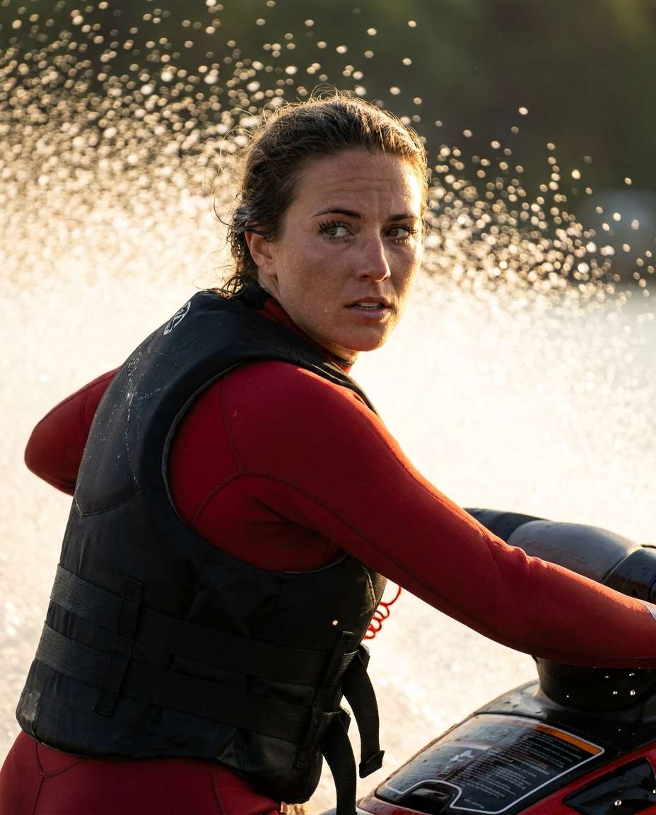 Water Spray Halo AI portrait example — Gemini AI Jet Ski Photo Prompts for Cinematic, Realistic Action Shots
