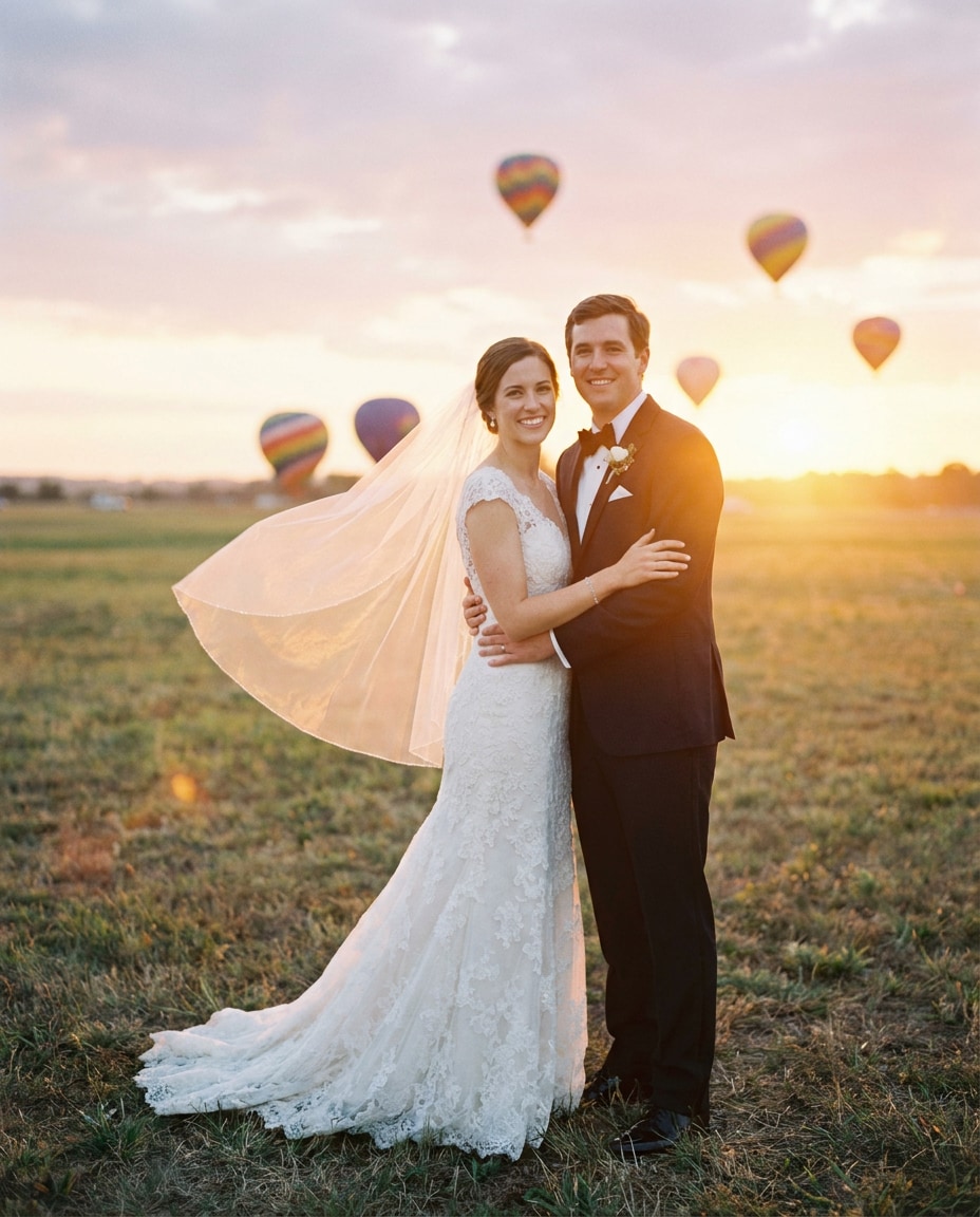 Wedding Balloon Backdrop AI portrait example — AI Hot Air Balloon Prompts for Gemini & ChatGPT
