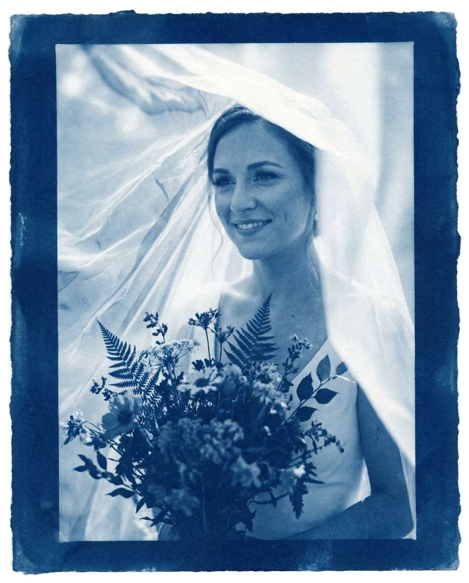 Wedding Veil Glow AI portrait example — Free AI Cyanotype Photo Prompts for Gemini & ChatGPT