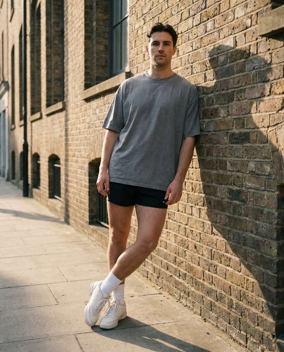 White Socks Street Fit AI portrait example — Gemini AI Prompt for Workout Clothes
