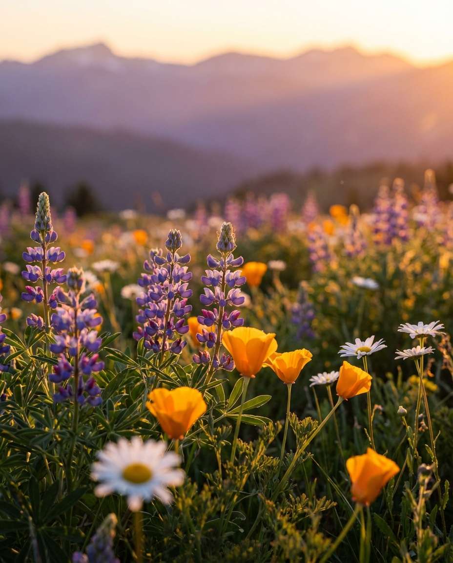 Wildflower Foreground Pop AI portrait example — Gemini AI Landscape Photo Prompt