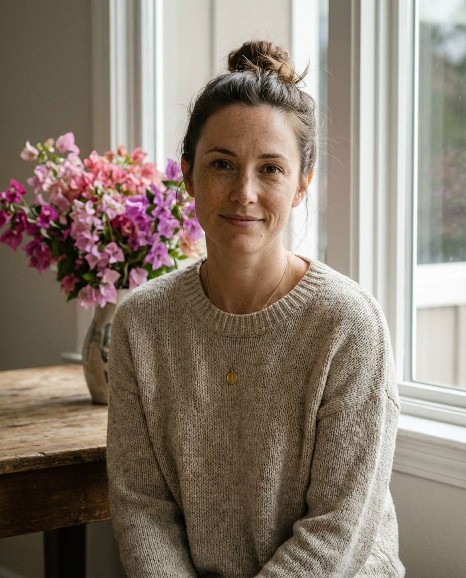 Window Light Indoors AI portrait example — AI Bougainvillea Photo