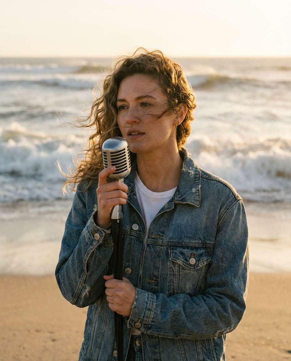 Windy Beach Anthem AI portrait — Gemini AI Singer Photo Prompts