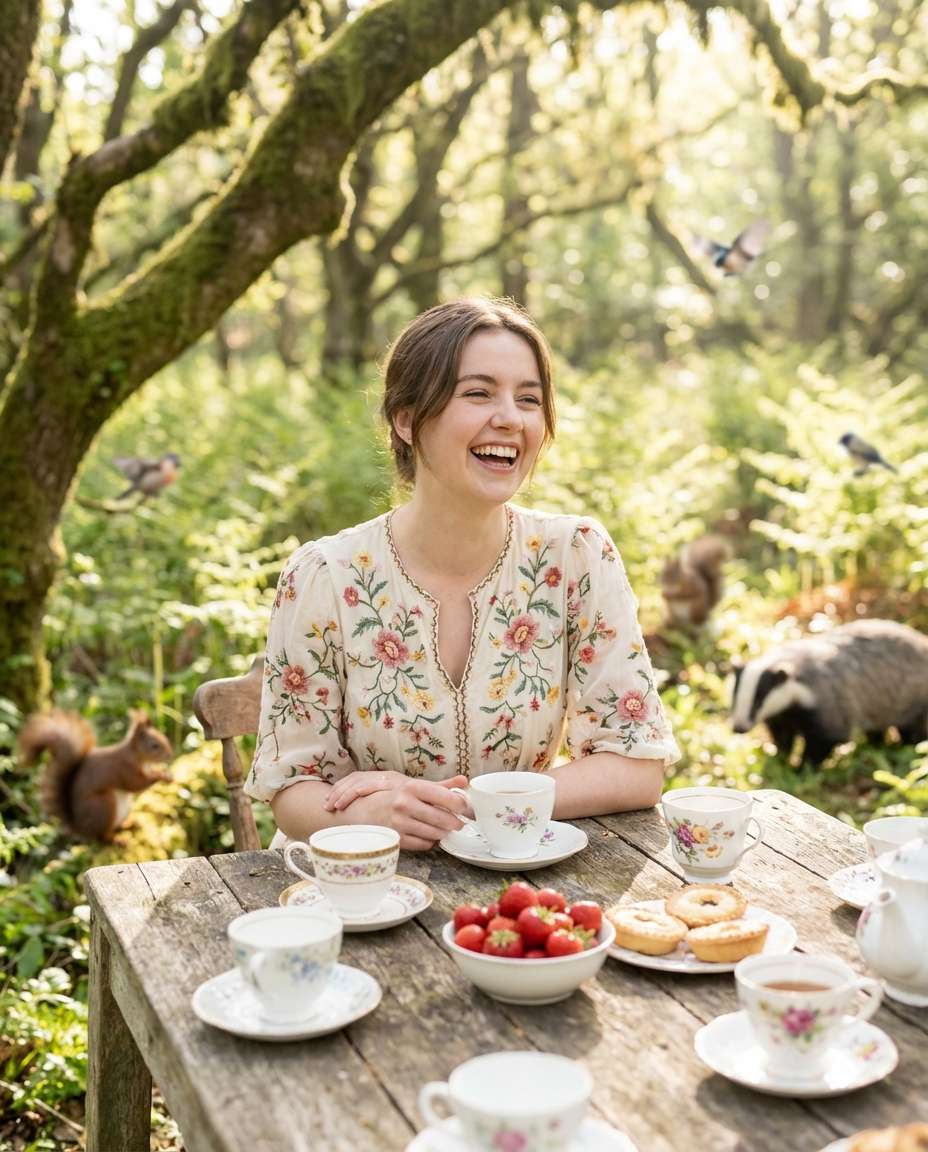 Woodland Tea Party AI portrait — Gemini AI Fairytale Prompt