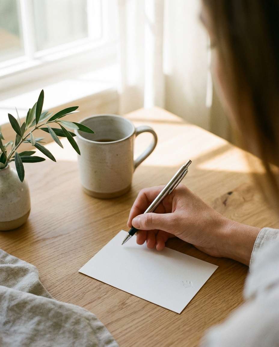 Writing On Card AI portrait — AI Minimalist Card Prompts