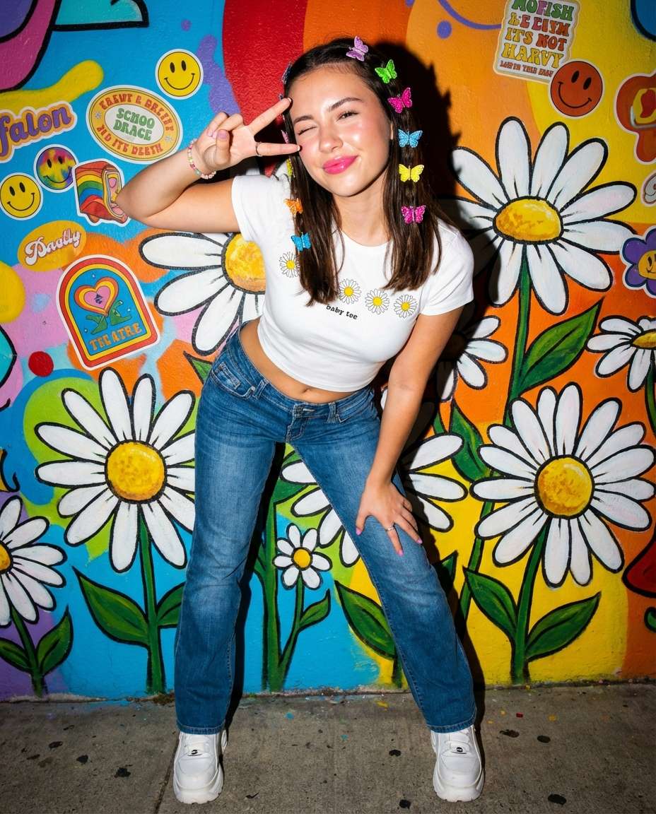 Y2K Daisy Vibes AI portrait example — AI Flower Photo Prompt for Girls