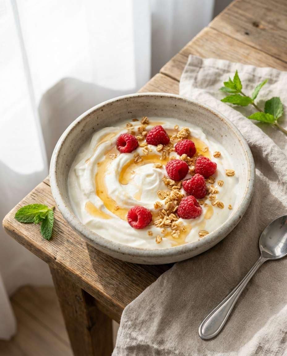 Yogurt Swirl Bowl AI portrait example — Free AI Raspberry Fruit Photo Prompts for Gemini & ChatGPT