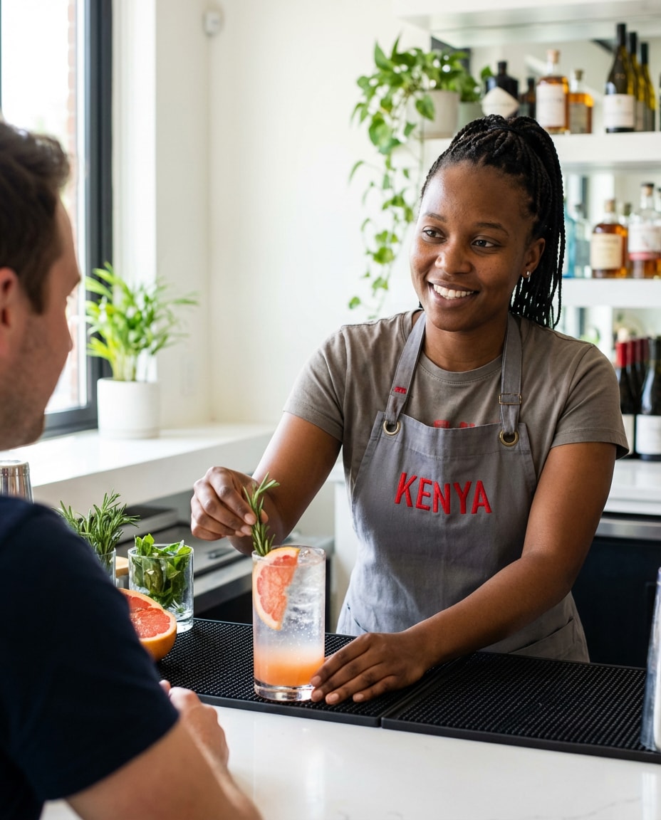 Zero-Proof Chic AI portrait example — Gemini AI Bartender Photo Prompts