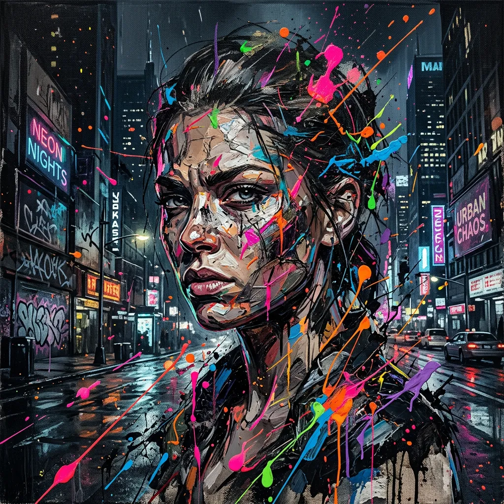 Abstract Expressionist Urban Splatter AI Portrait AI portrait example — Fine Art & Painting