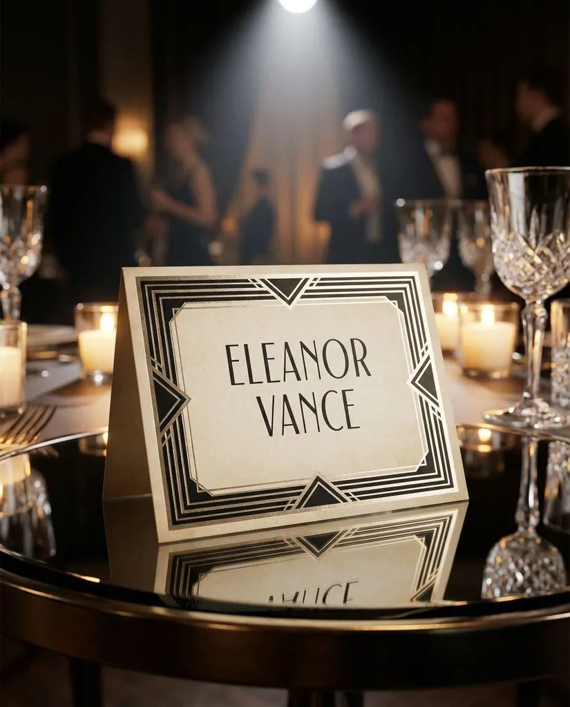 Art Deco Lines AI portrait example — AI Place Card Prompts