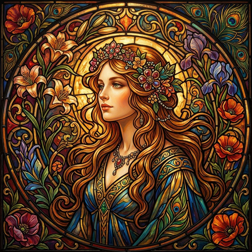 Art Nouveau Stained Glass AI Trend AI portrait example — Fine Art & Painting