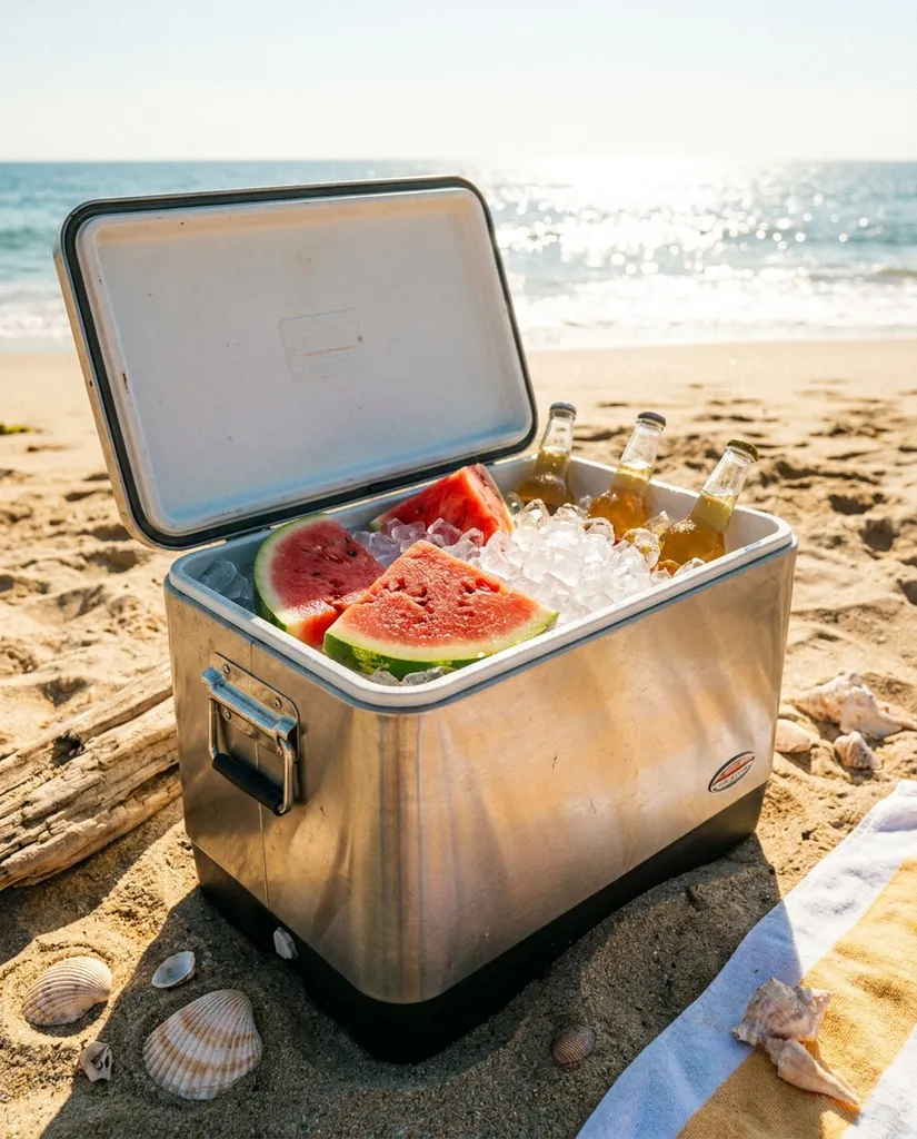 Beach Cooler Vibes AI portrait example — Copy-Paste Free Gemini and ChatGPT AI Watermelon Image Prompts