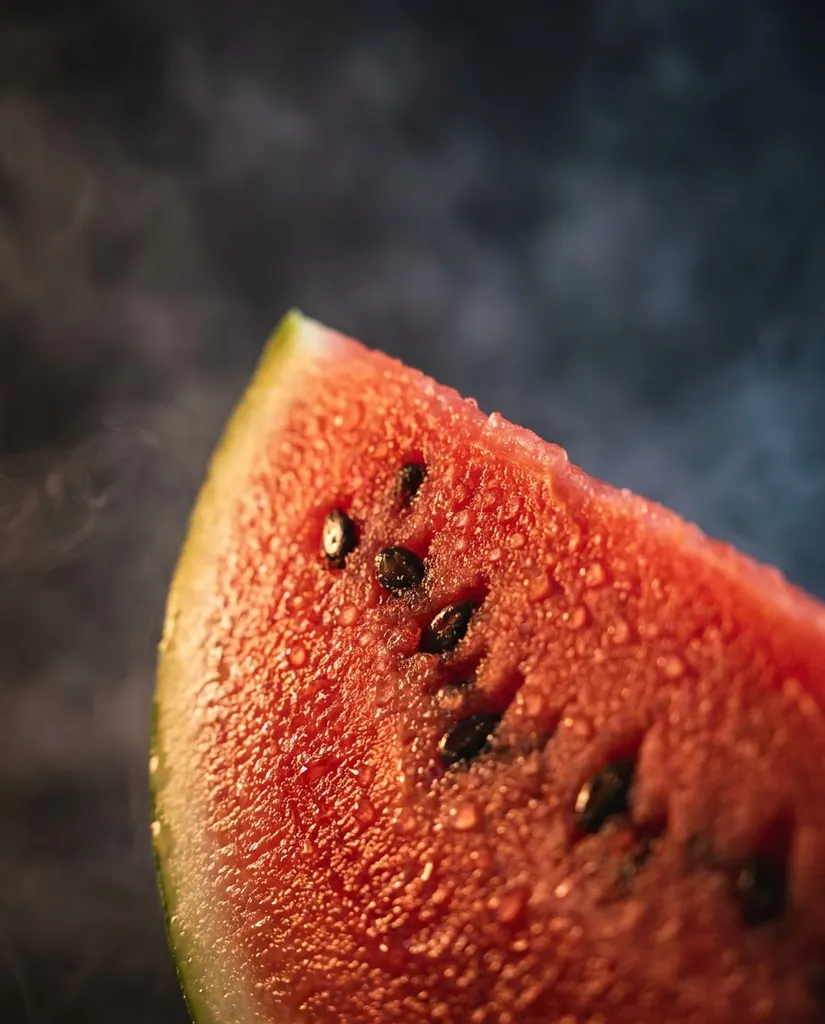 Dewy Slice Macro AI portrait example — Copy-Paste Free Gemini and ChatGPT AI Watermelon Image Prompts