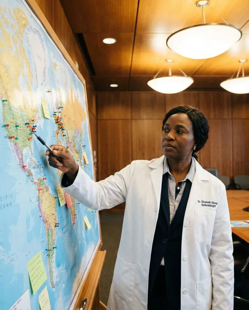 Epidemiology Map Room AI portrait example — Gemini AI Scientist Photo Prompts