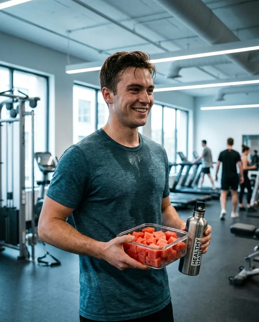 Fitness Hydration Shot AI portrait example — Copy-Paste Free Gemini and ChatGPT AI Watermelon Image Prompts