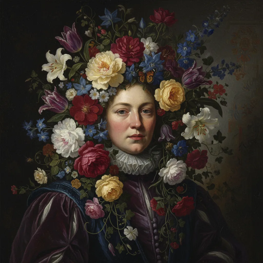 Flemish Still Life Bloom AI Portrait AI portrait example — Fine Art & Painting