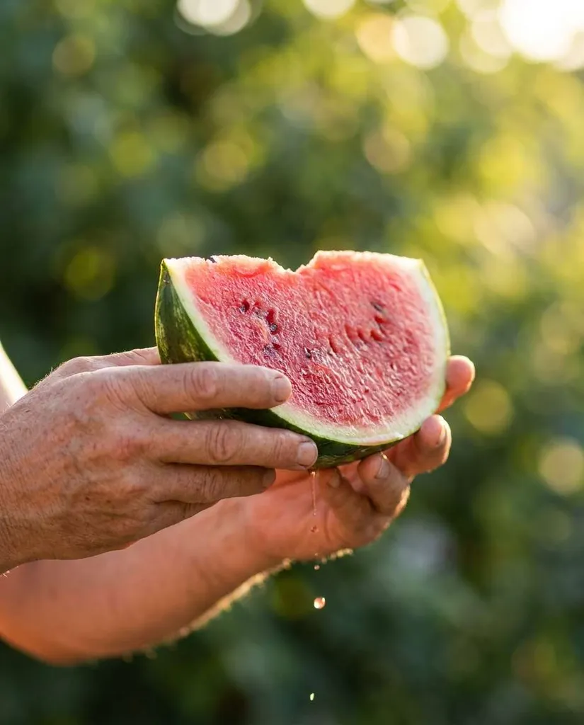 Hands Holding Wedge AI portrait example — Copy-Paste Free Gemini and ChatGPT AI Watermelon Image Prompts