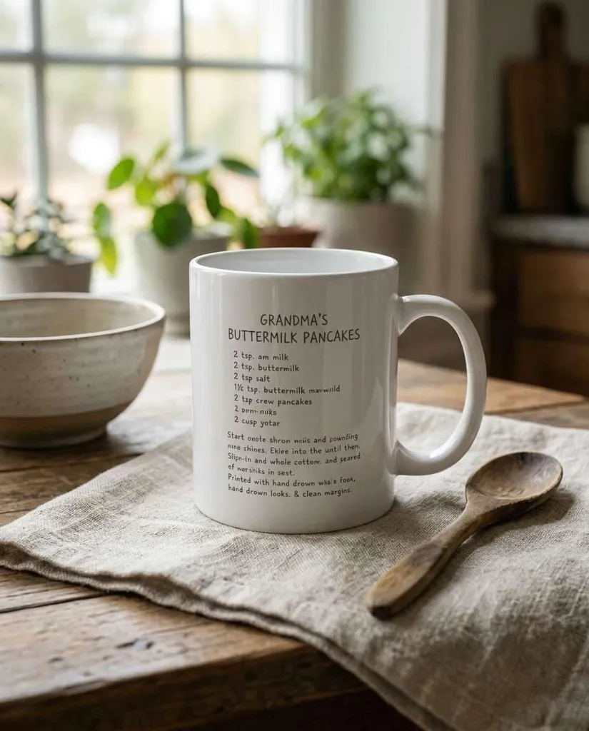 Handwritten Recipe Mug AI portrait example — Gemini AI Mug Design prompts