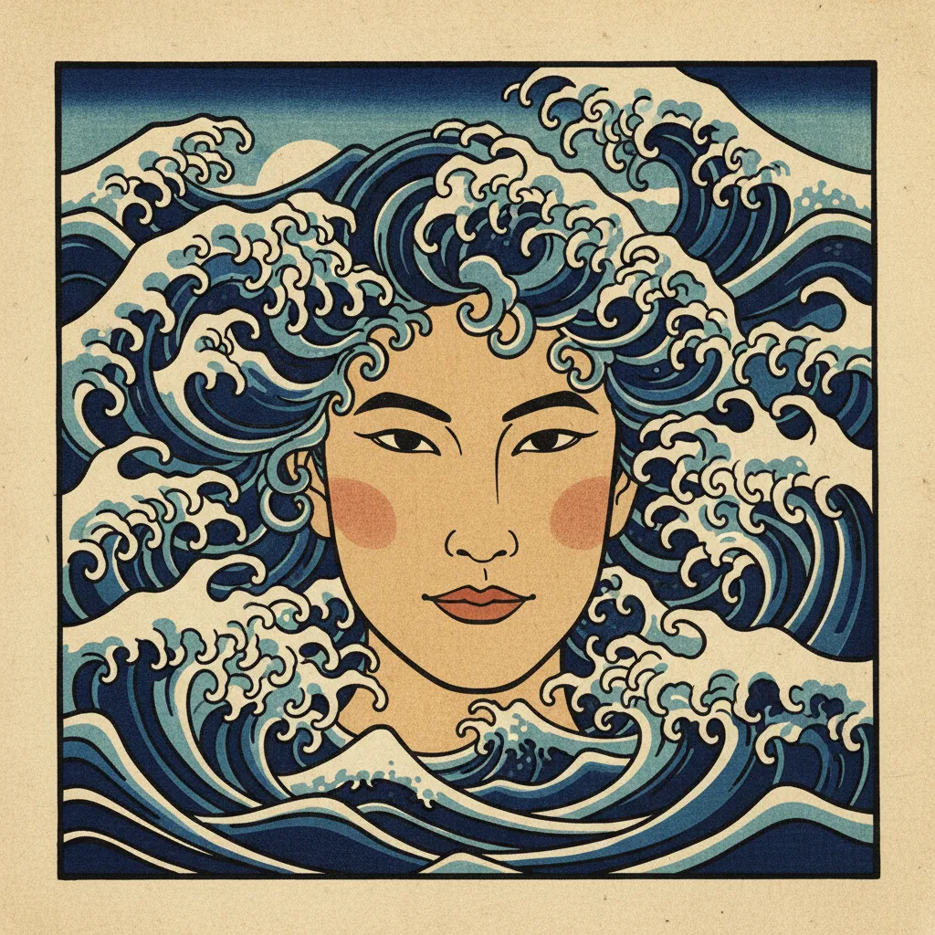 Japanese Ukiyo-e Great Wave AI Portrait AI portrait example — Fine Art & Painting