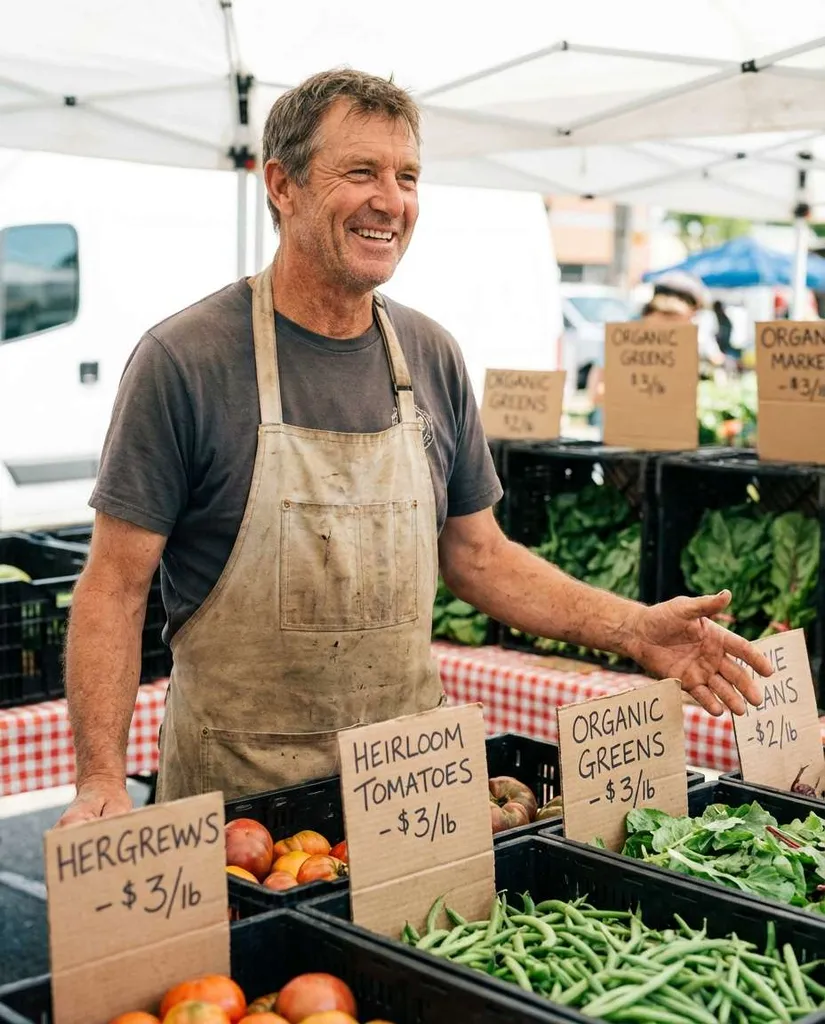 Market Stall Portrait AI portrait example — Gemini AI Farmer Photo Prompts