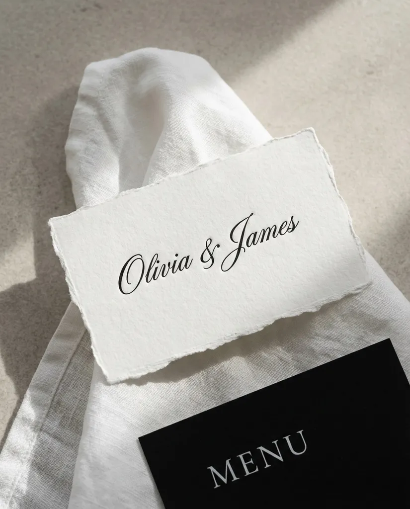 Minimal Black Tie AI portrait example — AI Place Card Prompts