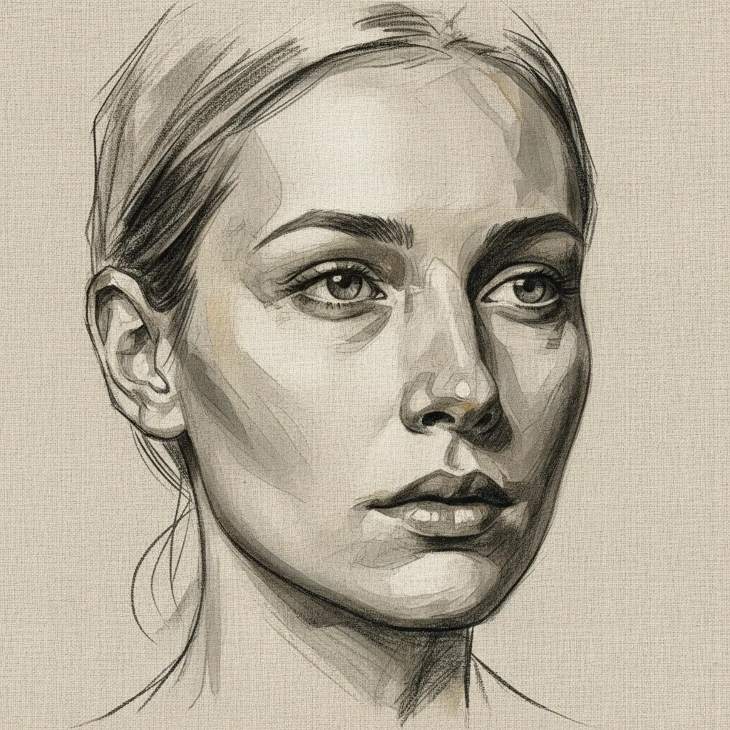 Minimalist Line Art Oil Sketch AI Portrait AI portrait example — Fine Art & Painting