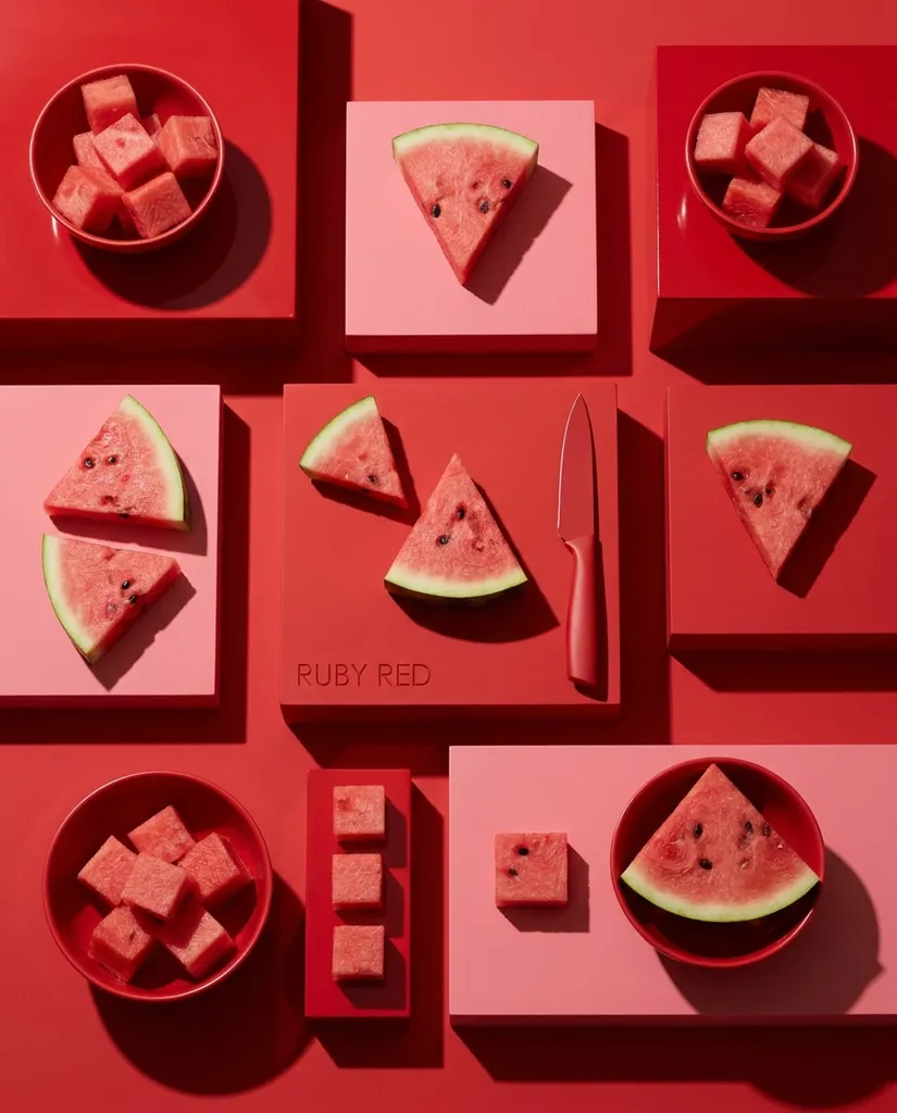 Monochrome Red Set AI portrait example — Copy-Paste Free Gemini and ChatGPT AI Watermelon Image Prompts