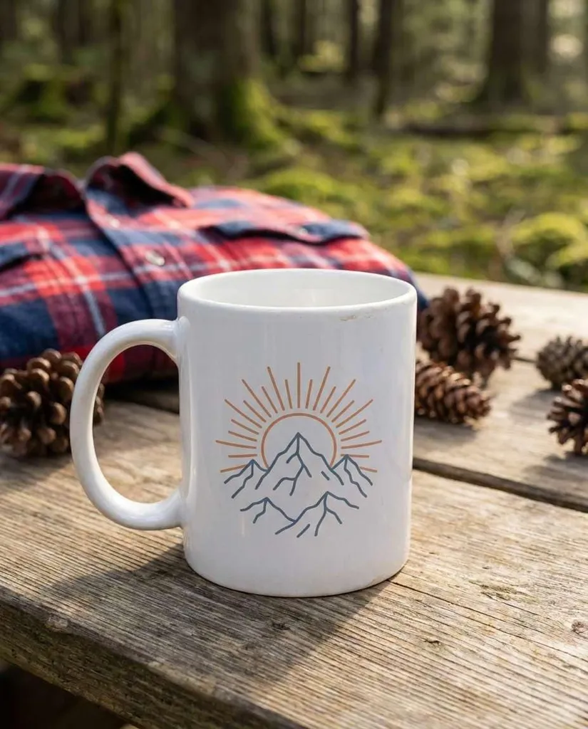 Mountain Sunrise Scene AI portrait example — Gemini AI Mug Design prompts