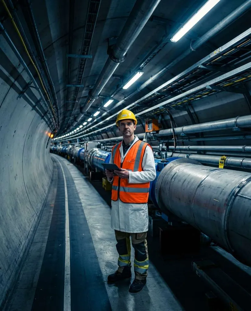 Particle Physics Tunnel AI portrait example — Gemini AI Scientist Photo Prompts