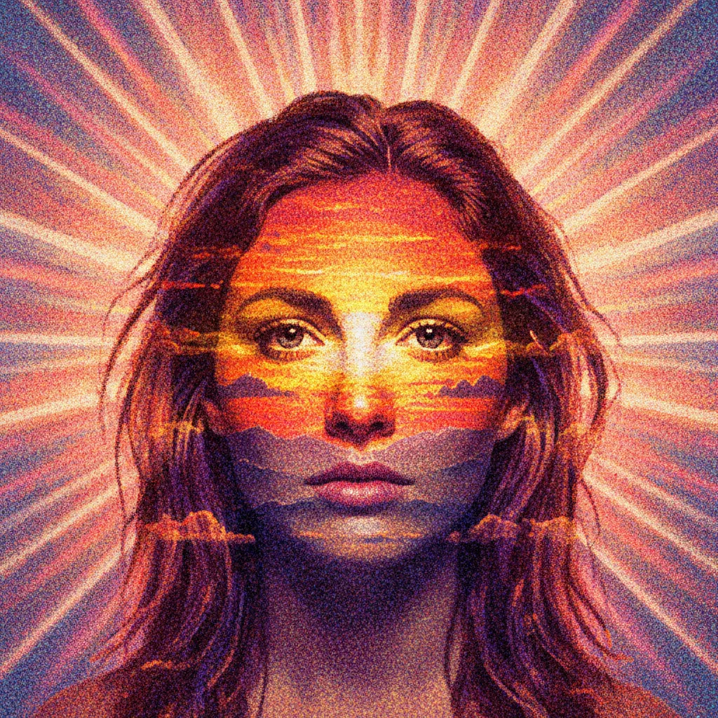 Pointillist Dotted Sunset AI Portrait AI portrait example — Fine Art & Painting