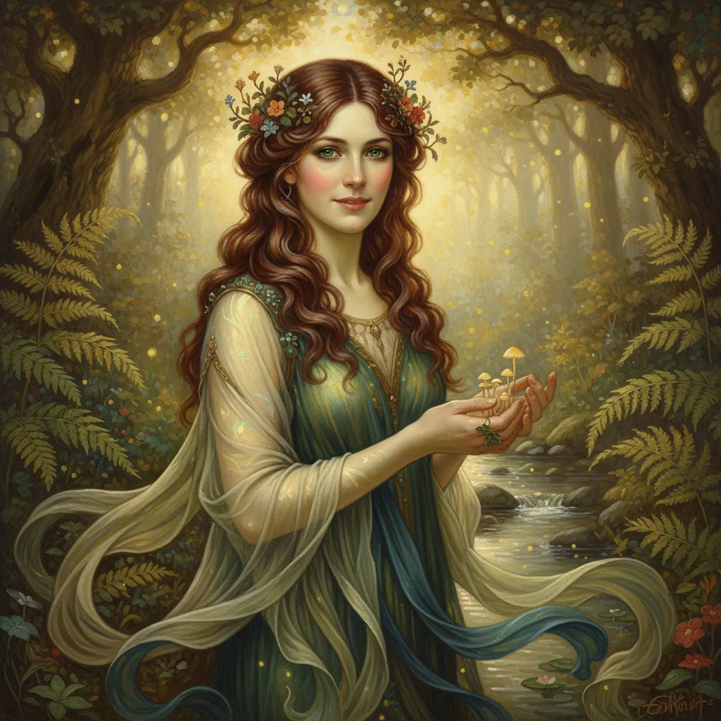 Pre-Raphaelite Forest Nymph AI Portrait AI portrait example — Fine Art & Painting