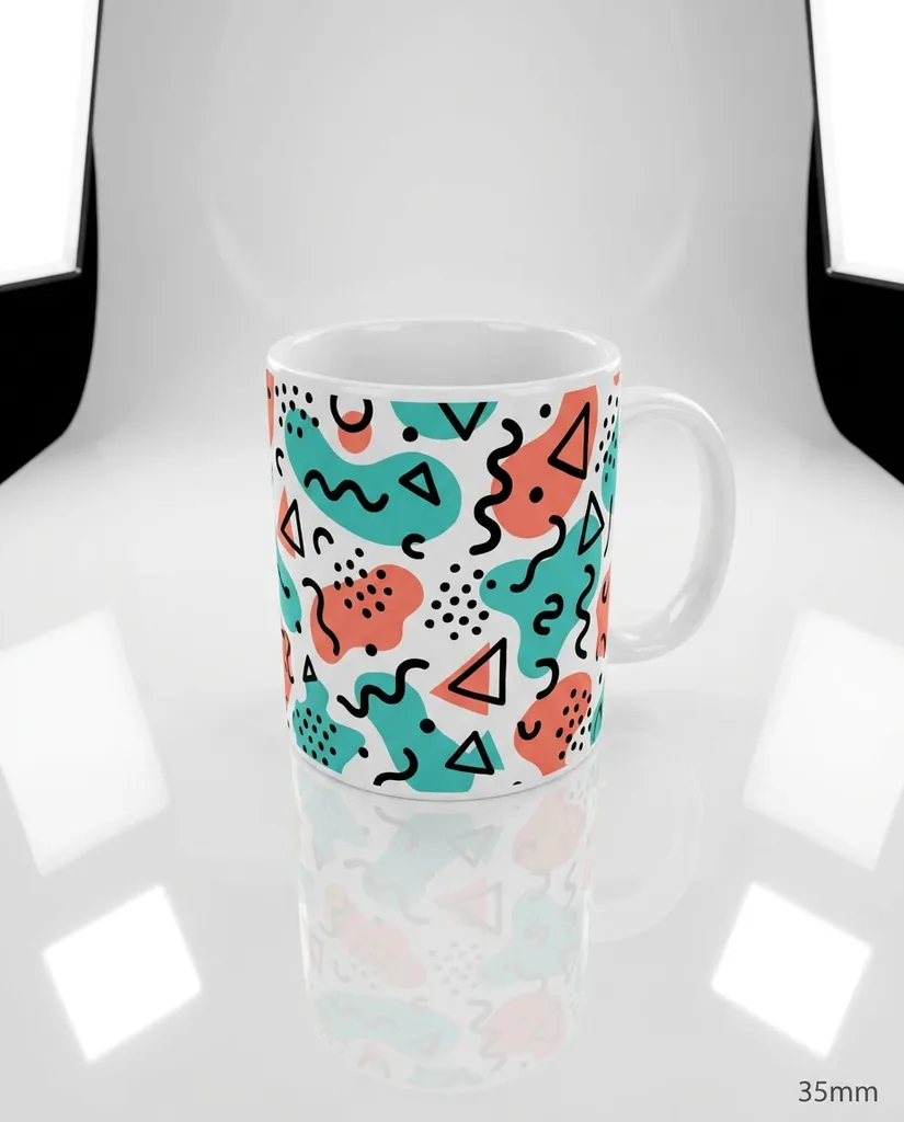 Retro 90s Pattern AI portrait example — Gemini AI Mug Design prompts