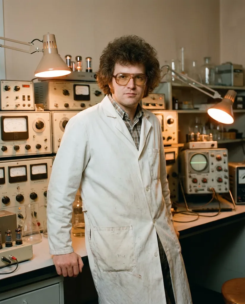 Retro Film Scientist AI portrait example — Gemini AI Scientist Photo Prompts