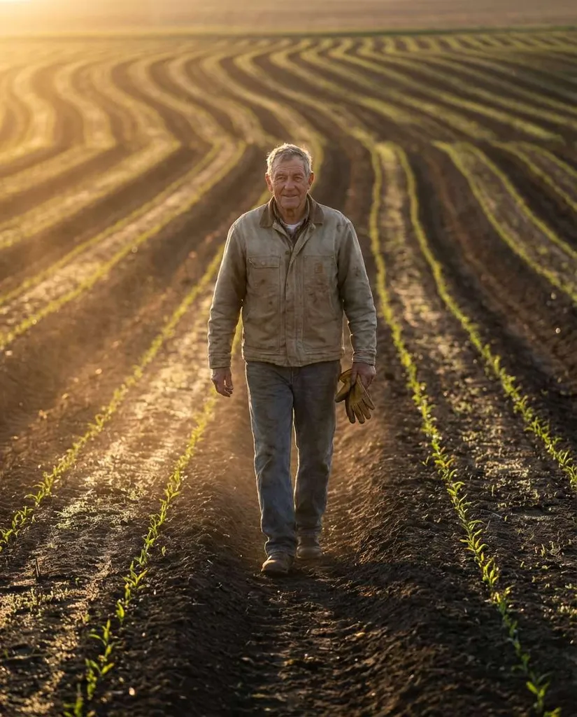 Spring Planting Rows AI portrait example — Gemini AI Farmer Photo Prompts