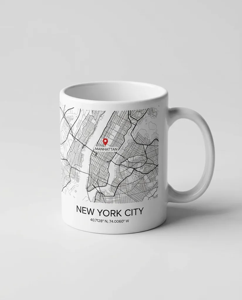 Travel City Map Wrap AI portrait example — Gemini AI Mug Design prompts