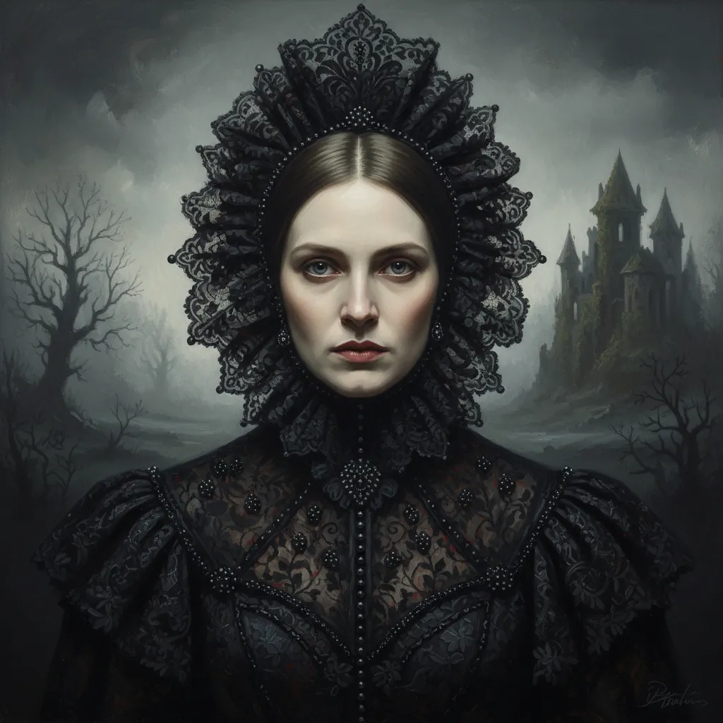 Victorian Gothic Mourning AI Oil Painting AI portrait example — Fine Art & Painting