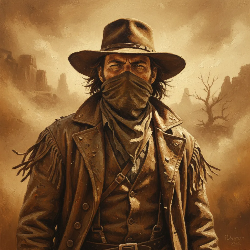 Western Frontier Dust Storm AI Portrait AI portrait example — Fine Art & Painting