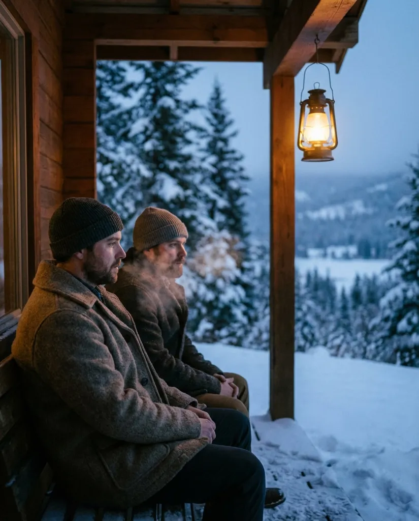 Winter Cabin Porch AI portrait example — Gemini Brother Prompts